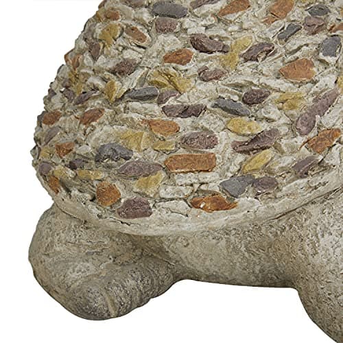 Deco 79 Polystone Turtle Decorative Garden Sculpture Indoor Outdoor Garden Statue with Stone Mosaic Design, Outdoor Sculpture 14" x 11" x 10", White