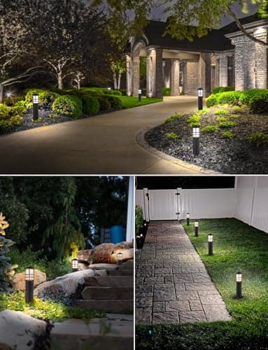 SUNVIE 12-Pack Low Voltage Landscape Pathway Lights 3W Outdoor Landscape Lighting 3000K 12-24V LED Bollard Path Lights Wired CRI 90+ Aluminum Pathway Lighting for Walkway Yard Garden, ETL Listed Cord