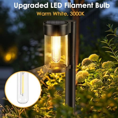 Solar Pathway Lights Outdoor, 10 Pack Metal & Glass Solar Lights Outdoor Waterproof Landscape Path Lights Solar Lights for Outside Yard Lawn Walkway Driveway Garden Decor