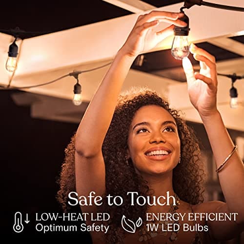 Brightech Ambience Pro LED String Lights - 24 Ft Commercial Grade Patio Lights Outdoor Waterproof - 7 Heavy Duty Porch Lights for Outside, Christmas, Backyard - 1W Vintage Edison Bulbs, Dimmable