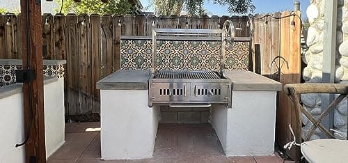Built In/Table Top Charcoal Outdoor BBQ, Stainless Steel #430 Body and #304 Grates, Rotisserie Parrilla Santa Maria/Argentine Grill Spit