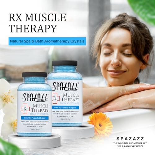 Spazazz Armotherapy Hot Tub Rx Muscle Therapy Natural Spa & Bath Salt Crystals 19oz- Hot 'N ICY - with Magnesium & Arnica - Safe for All Spa and Hot Tub Equipment