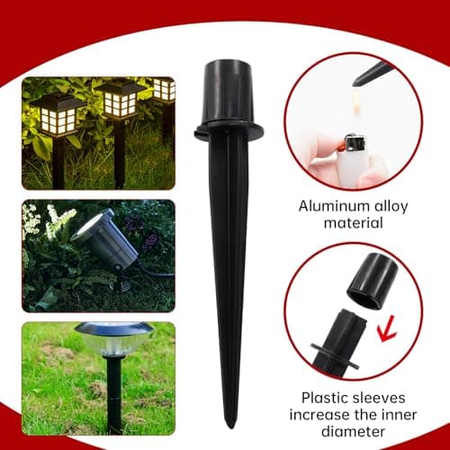 8 Pcs Solar Light Stakes Replacement, Black Metal Stakes, Pathway Lights Spike for Yard, Garden (0.79 Inch External Diameterx 5.4 Inch Height)
