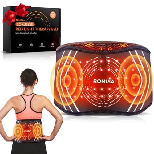 Red Light Therapy Belt & Back Massager for Pain Relief, Infrared Light Therapy Vibration Rechargeable, Red Light Therapy Device for Body Massage for Back Shoulder Waist Knee for Cordless Use