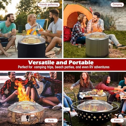 Fire Pit Spark Screen,36 Inch Fire Pit Screen Cover Stainless Steel Outdoor with Handle&Poker,Firepit Screens Cover Round Mesh Lid Heavy-Duty Steel Replacement for Backyard/Beach/RV Camping