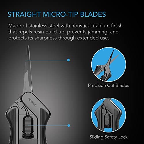 AC Infinity 6.6” Stainless Steel Pruning Shear, Lightweight Ergonomic Design, Straight Precision Blades with Nonstick Titanium Coating for Gardening, Hydroponics, Grow Tents