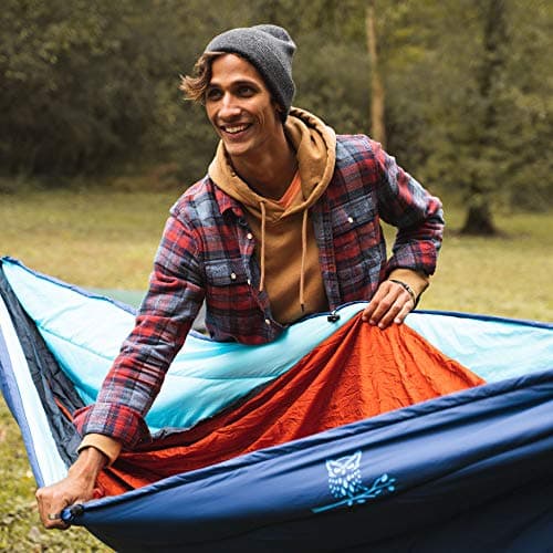 Wise Owl Outfitters Hammock Underquilt for Camping Hammock - Insulated Synthetic Underquilt for Single and Double Hammocks Blue