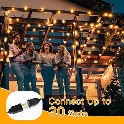 Ollny 25FT Outdoor String Lights, Waterproof Connectable Shatterproof Outside Light with 13 Edison + 1 Spare LED Bulbs Plug in, Patio Lights for Indoor Balcony Porch Camping Deck