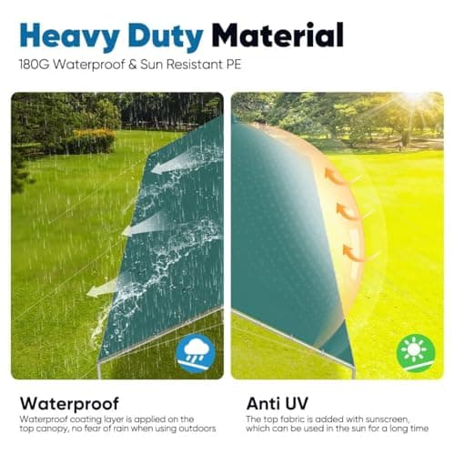 Quictent 10x20 ft Heavy Duty Car Canopy Galvanized Frame Carport Outdoor Party Tent Boat Shelter with 3 Reinforced Steel Cables - Green