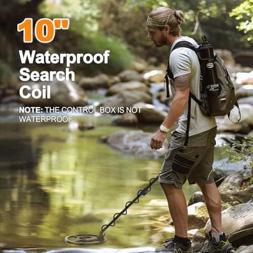 OMMO Metal Detector for Adults & Kids, 10" IP68 Waterproof Gold Detector with 6 Modes, Adjustable Stem & Headphones - 1800mAh USB C Rechargeable for Beach, Parks & Underwater Treasure Hunting