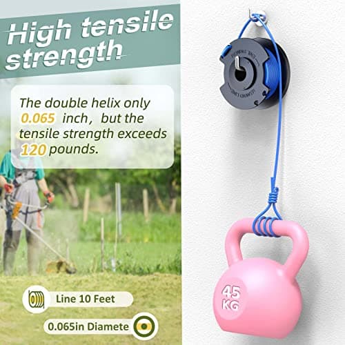 7 Packs Weed Wacker String Replacement for Ryobi One+ AC14RL3A,0.065-Inch String Trimmer Refill Compatible with Ryobi 18v, 24v, and 40v Trimmer（6 Trimmer Line,1 Trimmer Cap）