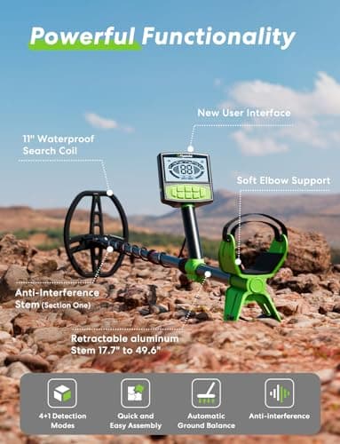 Metal Detector for Adult - Professional Higher Precision, 5 Mode for Metal Detecting, Advanced 11” Coil Multifunctional Metal Discovery Tools, Waterproof and Portable Outdoor Treasure Finder