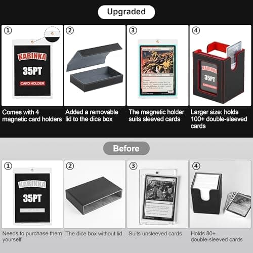 Card Deck Box for MTG with Commander Display, 5 in 1 Trading Card Storage Box Fits 400+ Double-sleeved Cards, Removable Deck Case for TCG/Sports Cards with Dice Tray, 4 Magnetic Card Holders(Colorful)