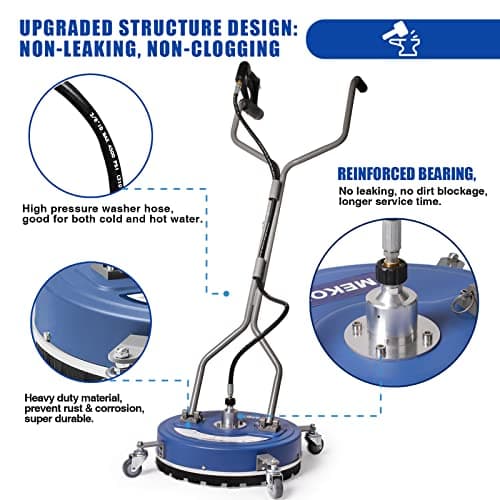 Pressure Washer Surface Cleaner 20'', 4500PSI Power Washer Surface Cleaner Attachment with Wheels, Pressure Washer Accessory for Driveway Sidewalk Curb Deck Patio Cleaning, 3/8'' Quick-Connect