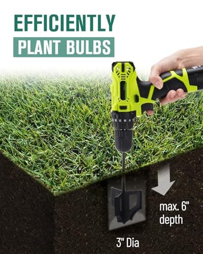 4-in-1 Cultivator Soil Tiller-Soil Digger and Soil Loosener for Gardening Bed and Plant Box,Bulb Planter Auger for 3/8" Hex Drive Drill
