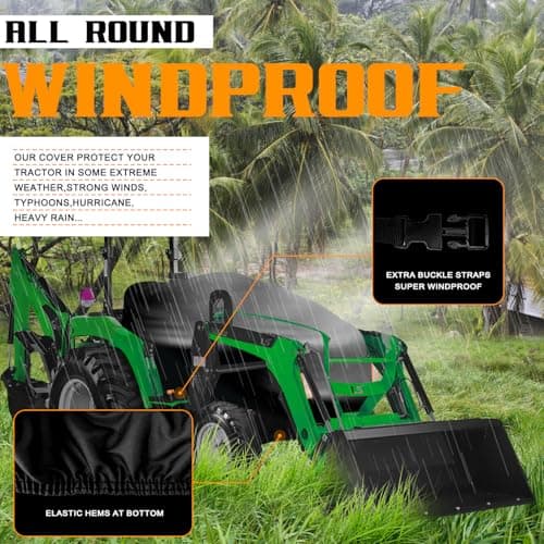 Compact Tractor Covers Waterproof Outdoor Heavy Duty,600 Polyester,Anti-UV Compact Utility Tractor Mower Cover Accessories,Compatible with John Deere, Kubota, Bobcat, Mahindra,Kioti,Tym,76"x24"x22"