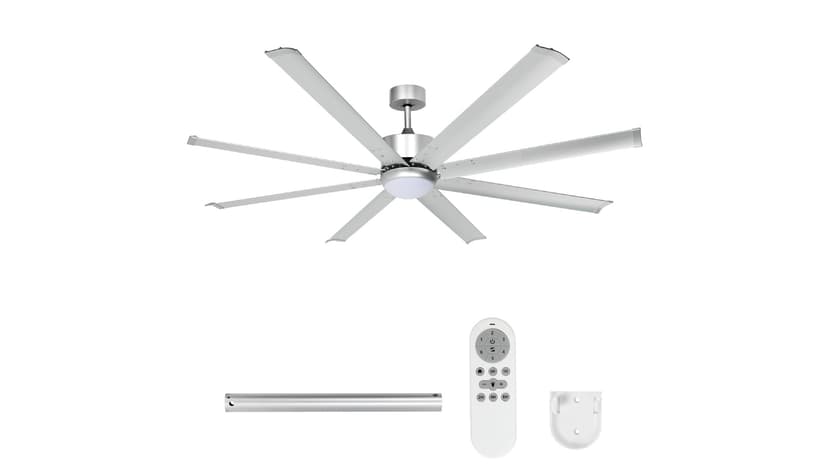 32" Ceiling Fans with Light and Remote, Energy Saving Super Quiet 6-Speed Ceiling Fan with 3CCT Dimmable Light for Indoor and Outdoor, Reversible, White and Wood