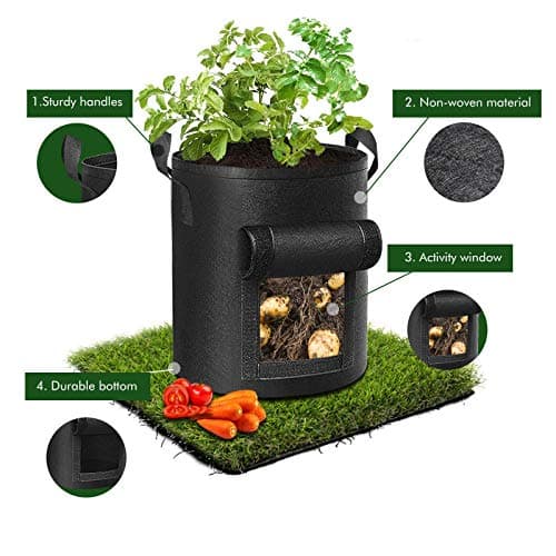 5-Pack 10 Gallon Potato Grow Bags, Garden Planting Bag with Reinforced Handle, Thickened Nonwoven Fabric Pots for Tomato, Vegetable and Fruits
