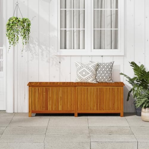 vidaXL Outdoor Storage Box, [Load Capacity Gallon] Deck Box with Gas-Lift Lid, Storage Chest with Water-Resistant Zippered Bag Inside, 68.9''x19.7''x22.8'', Solid Acacia Wood