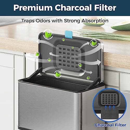 Stainless Steel Hanging Trash Can with Lid and Inner Bucket, 1 Gallon Kitchen Compost Bin for Counter Top, Under Sink or Wall Mount, Small Garbage Can for Cupboard/Bathroom/Bedroom/RV