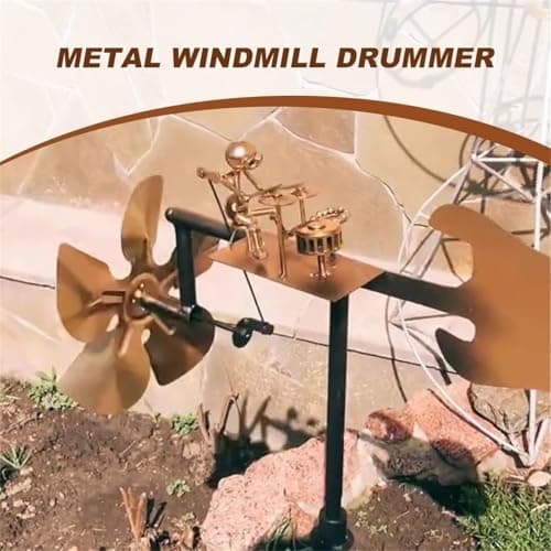 Handmade Metal Drummer Windmill, Drummer Windmill Garden Decoration, Percussionist Music Figurines,Fun Wind-Powered Sculpture Home Decor
