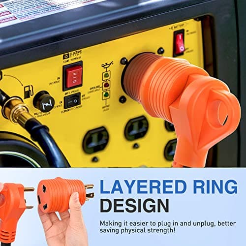 Nilight 30 A to 30A RV Power Adapter 4 Prong Locking Plug 125 Volt Heavy Duty Converter L14-30P to TT-30R 30Amp Male 30 Amp Female Receptacle for RVs Camper Caravan Generator