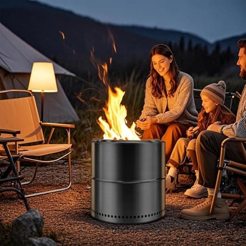 Edostory Smokeless Fire Pit, 20 Inch Portable Outdoor Wood Burning Firepit with Removable Ash Pan - Perfect for Camping and Backyard Gatherings, Ideal for 4-6 People, 304 Stainless Steel