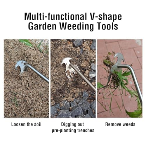 FR Weeding Artifact - Manual Weeder, 4 - Tooth Manganese Steel Weeder, Suitable for Weeds in Gardens, Yards and Farms Easy ! Quick ! Labor - Saving !