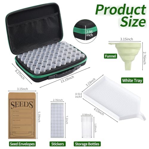 Seed Storage Box, Portable Seed Saving Box, Sturdy Seed Organizer Kit Seed Envelopes Funnel Label, Seed Container for Flower Plants Vegetable Seed, M-60 Slots