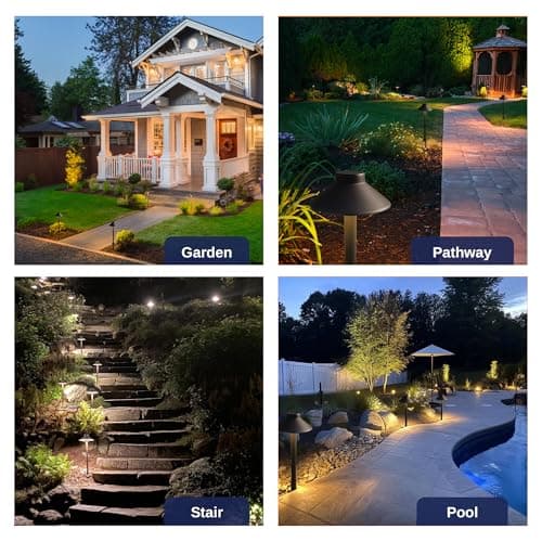 Brass Low Voltage Landscape Lighting - 12V LED Path Lights IP65 Waterproof, Hard-Wired Pathway Light Bronze for Outside Walkway Garden with 3W 2700K Warm White G4 Replaceable Bulb (6 Pack)