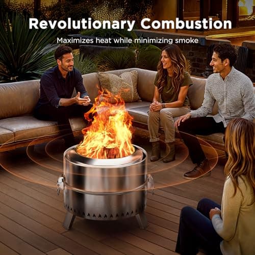 CIAYS Smokeless Firepit, 19 Inch Fire Pit for Camping with Patented Technology, Portable Fire Pit for Outside with Steel Grill Rack, Fire Poker, and Bag, Easy Setup and Storage, Wood Burning