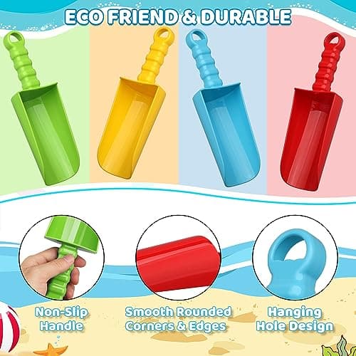 Dilabnba Big 9 inch Beach Sand Shovels Toys for Kids Adults, 9'' Solid Sand Scoop Spade for Toddlers Baby, Heavy Duty Toddler Garden Tools Sandbox Kit for Gardening Shoveling Digging Summer Fun(4PCS)