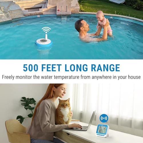 ThermoPro Digital Pool Thermometer Floating Easy Read, Large Size Water Thermometer for Cold Plunge, IPX8 Waterproof Water Temperature Monitor for Hot Tub/Ice Bath/Swimming Pool/SPA/Aquarium/Pond