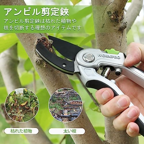 WORKPRO Garden Anvil Pruning Shears, 8" Garden Pruning Scissors Heavy Duty with Ergonomically Design Handle, Labor-Saving Garden Clippers Hand Tools for Thick Dry branches and Dead Plants