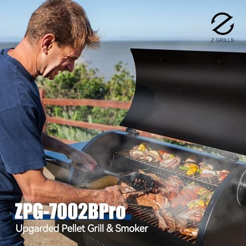 Z GRILLS Pellet Smoker Grill with PID Control, Rain Cover, 700 sq. in Cooking Area for Outdoor BBQ, ZPG-7002BPro