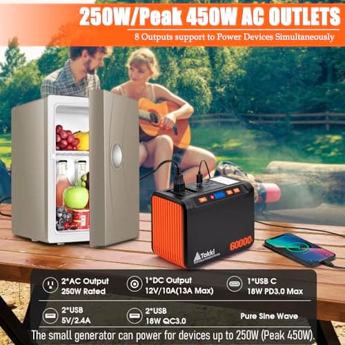 Takki Solar Generator 222Wh Portable Power Station with 40W Solar Panels, 250W Pure Sine Wave Camping Lithium Battery with AC 110V Outlet for Camping Home Use Emergency Outdoor CPAP
