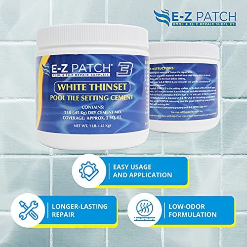 3 Pool Tile Thinset Cement for Repairs - Color Adjustable Pool Tile Adhesive (1 lb)