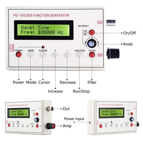 1HZ-500KHZ DDS Functional Signal Generator, Seesii DDS Function Low Frequency Signal Generator Sine/Triangle/Square/Sawtooth Waveform
