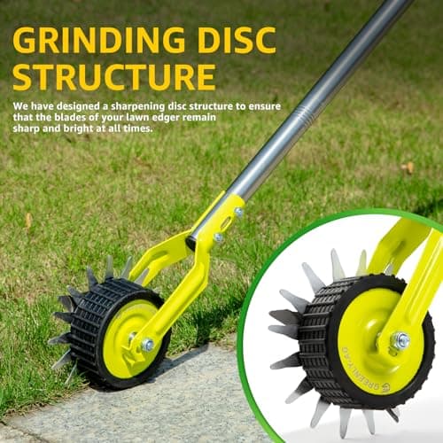 58-Inch Manual Lawn Edger, Wheel Rotary Edger with Adjustable 4-Section Stainless Steel Handle & Cushion Grip, Rust-Resistant for Sidewalk, Driveway, Garden, Landscaping