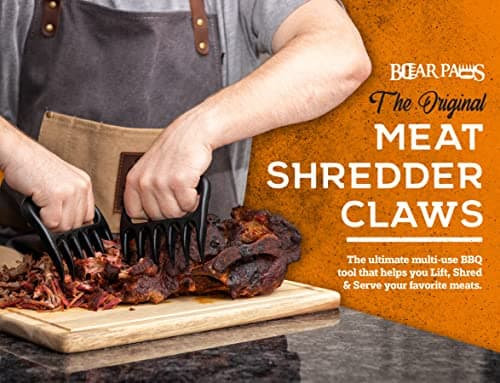Bear Paws Meat Claws - The Original Meat Shredder Claws, USA Made - Easily Lift, Shred, Pull and Serve Meats - Ultra-Sharp, Ideal Meat Claws for Shredding Pulled Pork, Chicken, Beef, Turkey - Orange