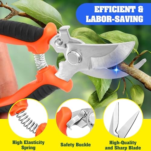 4 Pack Garden Pruning Shears, Stainless Steel Shears, Scissors, Clippers, Pruning Snips for Gardening Tools (4PCS Yellow Orange Green)
