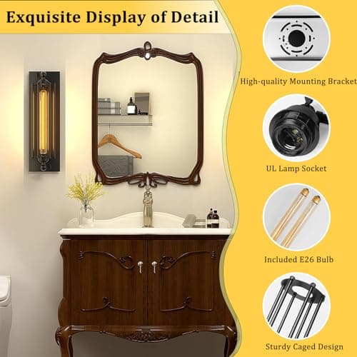 Licperron Sconces Wall Lighting, Industrial Black Wall Sconces Antique Light Fixtures for Bedside, Bar, Restaurant, Hallway, Indoor&Outdoor Wall Decor, E26 & E27 Bar Lights, UL Approval, 2 Pack