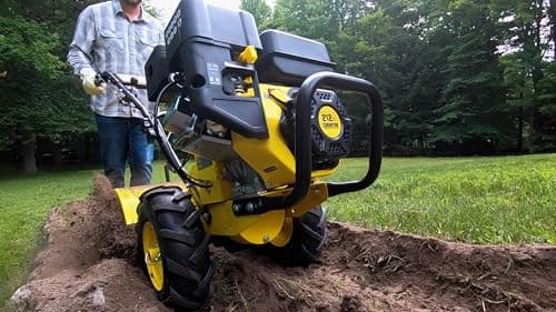 Champion Power Equipment 19-Inch Counter Rotating Rear Tine Tiller with Self-Propelled Agricultural Tires