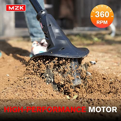 MZK 20V Cordless Tiller Cultivator with 24 Steel Tines,7.8-inch Wide Battery Powered Garden Cultivator, Mini Tiller for Gardening (2AH Battery and Charger Included)