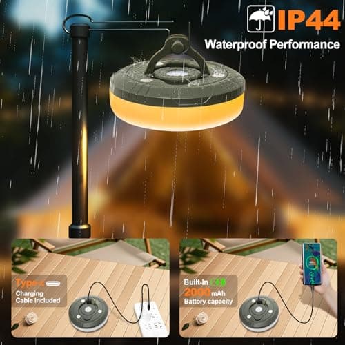 Camping String Lights 32.9FT/10 M, Rollable Camping String Lights, 8 in 1 Portable Rechargeable LED Fairy Lights, USB for Hiking Travel AWN Tent Yard Garden Decoration and Holiday Gift