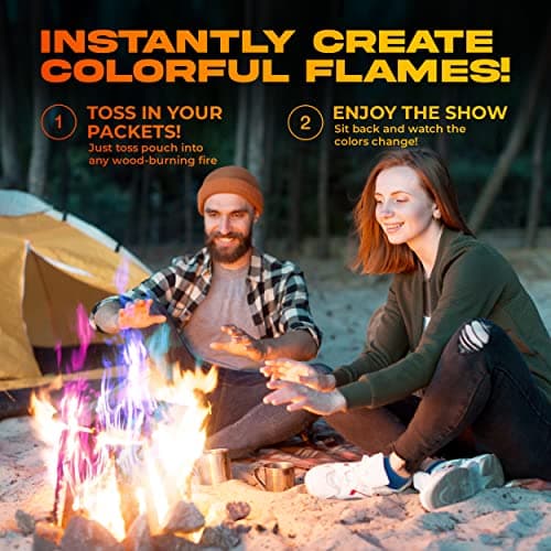 Fire Color Changing Packets Fire Pit (10 Pack) - Perfect for Any Campfire, Bonfire & Outdoor Fireplaces - Perfect Magic Cosmic Mystical Campfire Accessories - Camping Games