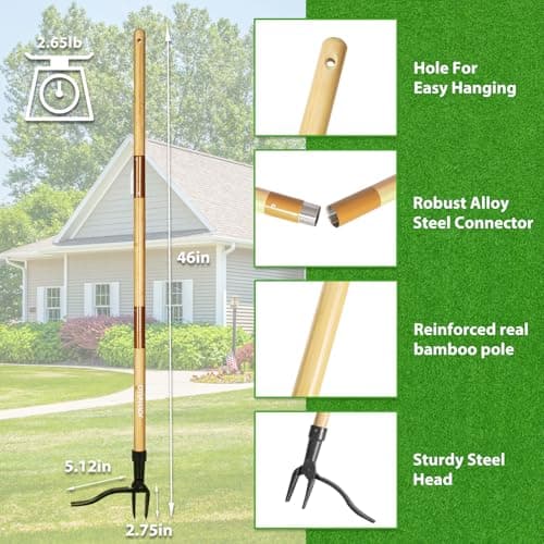 joyhalo 46" Dandelion Weed Puller Tool Stand Up Heavy Duty 4-Claw, Long Handle Weeder Tool for Yard with Steel Head, Weeding Tool Weed Picker, Weed Pulling Tool Without Bending or Kneeling