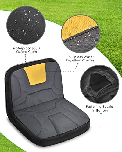 PACETAP Riding Lawn Mower Seat Cover, Heavy Duty 600D Oxford Waterproof Seat Cover with Padding, Durable Tractor Seat Cover Fits Kubota, for Cub Cadet, for Ford, for Mahindra, for Husqvarna (Medium)