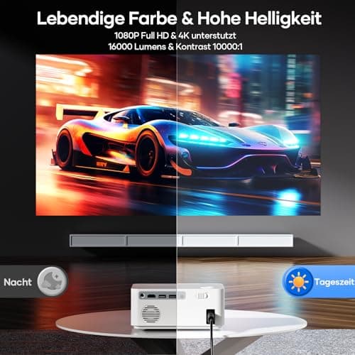 Portable Outdoor Projector, [Electric Focus] Mini Projector With WiFi and Bluetooth Native 1080P 300 ANSI, Max 200" Display Mirroring Screen With Android/IOS/Windows for Gaming Home Cinema
