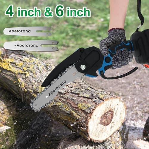Mini Chainsaw Cordless 6 inch & 4 inch,2-in-1 Portable Electric Chain Saw Set, Handheld Chainsaw with 2 Batteries & Safety Lock for Tree Trimming, Wood Cutting, Garden & Home Use